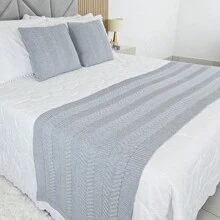 Peseira Manta Tricot Cama Casal Links - SOMENTE A PESEIRA - Cinza Prata - Visão 1