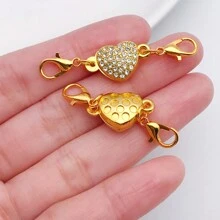 2/6pcs Magnetic Clasps For Jewelry Locking Rose Heart Magnetic Jewelry Clasp Lobster Clasp Self-Aligning Magnetic Rhinestone Clasps Magnetic Necklace Clasp For DIY Necklace Bracelets Jewelry Craft Making