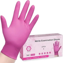 100pcs Disposable Pink Nitrile Gloves, Latex Free Waterproof And Anti-Static Multi-Purpose Gloves, Suitable For Hair Dyeing, Beauty Salons, Kitchen Cooking, Painting, Handicrafts, Home Cleaning, Kitchens, Bathrooms, Homes, Household Items