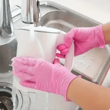 100pcs Disposable Pink Nitrile Gloves, Latex Free Waterproof And Anti-Static Multi-Purpose Gloves, Suitable For Hair Dyeing, Beauty Salons, Kitchen Cooking, Painting, Handicrafts, Home Cleaning, Kitchens, Bathrooms, Homes, Household Items