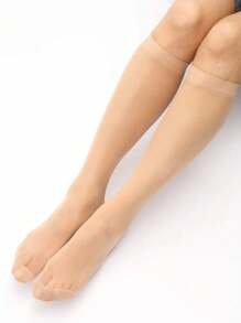 3 Pairs Skin Colored 15D Versatile Casual Long Stockings