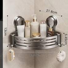 1 Piece Bathroom Storage Patch/Suction Cup Triangle Storage Rack Toilet Supplies Storage Punch-Free Wall-Mounted Bathroom Rack