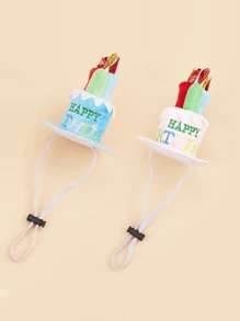 2pcs Pet Birthday Party Birthday Cake, Birthday Hat Decoration Set, Pink, Blue, Gift For Dogs