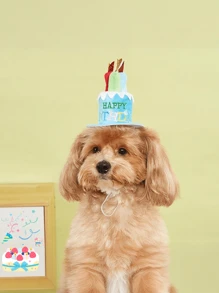 2pcs Pet Birthday Party Birthday Cake, Birthday Hat Decoration Set, Pink, Blue, Gift For Dogs