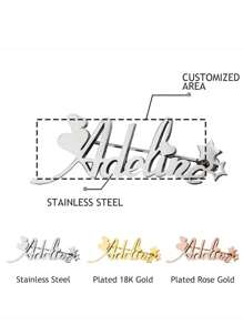 Personalized Name Brooch Pin Exquisite Name Badges Stars Name Brooches Stainless Steel Name Pins - Personalized Accessories Customized Name Valentine's Day Gifts Father's Day Gifts Mother's Day Gifts Birthday Gifts Customized Jewelry Accessories