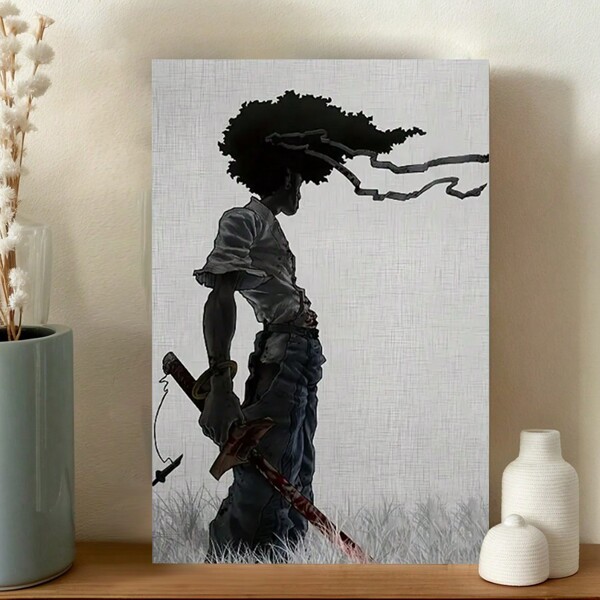 1pc African Samurai Anime Poster, Room Aesthetics Poster, Decoration Painting, Canvas Wall Art, Living Room Poster, Bedroom Painting, Home Decor