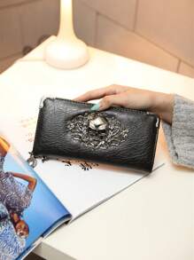 Metal Decor Fashion Modern Business For Women White-Collar Workers For Gift For Gift Holiday Penztarca Black Wallets Decorations Teacher Gifts Gift For Girlfriend Women Gifts Novelty Gifts Gift For Boyfriend Husband Gifts Uncle Gifts Gifts For Brothers Man Gift Ideals Present Goth Wallet Halloween Wallet Purse Wallet For Men Long Wallet Wristlet Wallet