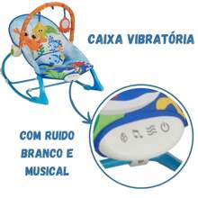 Cadeirinha descanso Smile vibratória com Ruído Branco para o bebê - Oceano