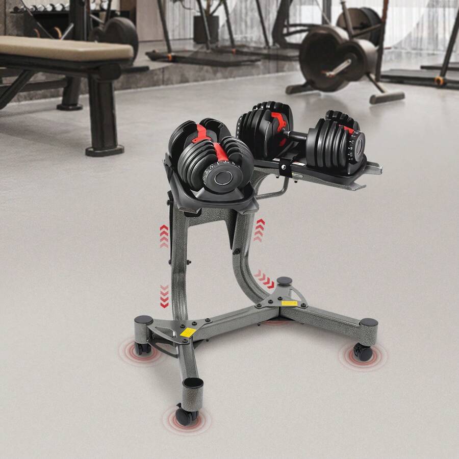 YUNRUX Adjustable Barbell Rack With Wheels And Storage For Weightlifting, Barbell Stand For Strength Training, Max. 100 Kg / 220 Lbs - Black - View 1