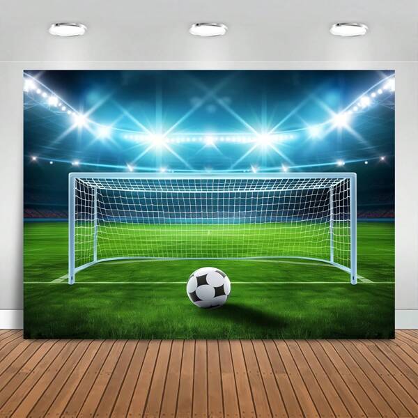 1pc Polyester American Football Field Backdrop Cloth, Versatile Sports Wall Decor For All Seasons, No Electricity Or Battery Needed