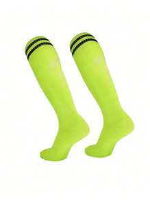 1 Pair Kids Striped Over-The-Knee Sports Socks, Moisture-Wicking Breathable Football Socks, Suitable For Children Basketball Football Training, Running Outdoor Activities - Multicolor - View 14