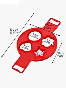 1pc Silicone Egg Ring Mold, Non-Stick Pancake Maker Baking Mold For Omelette Shaping - Red - View 2