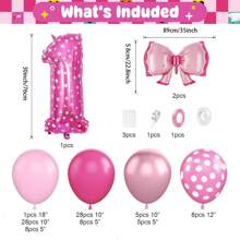 100个粉色小老鼠123456数字气球，适合2岁生日装饰，亮粉色玫瑰波点气球拱门套装，巨型蝴蝶结铝箔气球，粉色数字2气球塔，适合女宝宝派对、公主老鼠主题派对等。