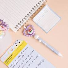 1pc Stress-Relief Rotating Tulip Shaped Ballpoint Pen, Cute Clickable 0.5mm Black Ink Pen