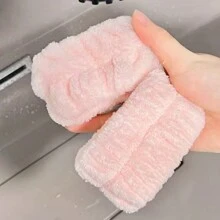 3 件套头带和腕带，1 件头带和 2 件沐浴护腕，现代涤纶蝴蝶结装饰面部化妆头带和腕带 - 粉色 - 查看 3