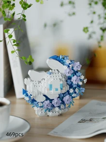 18 Pcs Cute Moon Flower Animal Building Blocks, DIY Animal Series Blocks, Desktop Decoration, Stress Relief, Home Decor, Assembling Figurine, Office Desk Accessories, Birthday Gift, New Year Gift, Christmas Gift, Suitable For Girlfriend Birthday, Creative Valentine's Day Gift