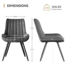 Nalupatio Dining Chairs Set Of 2, Modern Kitchen Chairs With Thick Cushions, Comfortable Upholstered Dining Chair With Metal Legs For Dining Room Or Kitchen Table - 深灰色 - 查看 6