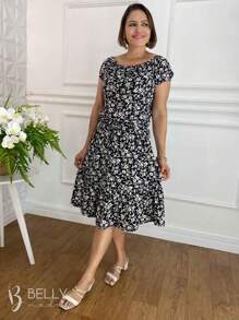 Vestido Ombro a Ombro Estilo Ciganinha Primavera Verão