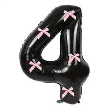 7 件/套 32 英寸黑色数字和粉色蝴蝶结主题派对装饰，0-9 数字气球适合生日、情人节、周年纪念日 - 黑色數字粉蝴蝶結氣球套裝 - 查看 8