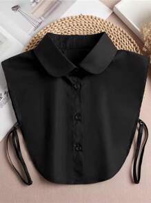 1pc Women's Detachable Solid Color Pointed Collar Sweater Decoration Shirt, Versatile For Daily Wear, All Season For Dress For Christmas Decor - Multicolor - View 2