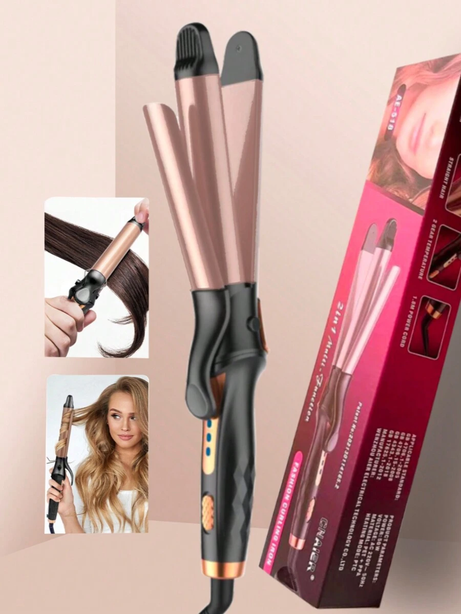 PinkSings 2 In 1 Hair Straightener And Curler, Hair Curling Iron & Ceramic Flat Iron In One With Adjustable Temperature,Auto Shut-Off For All Hair Types, Fast Heating - US A Type Plug(110-127V) - View 1