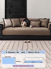 1pc Minimalist Solid Color Chenille Sofa Cover, All Season Universal Anti Slip And Dirt Proof Sofa Protective Cover, Pet-Friendly, Suitable For Bedroom, Office, Living Room, Home Decoration, Fits Various Sofa Types (Armchair, Loveseat, 3-Seater, 4-Seater, Sectional) Couch Cover Sofa Covers Room Decor Living Room Decor - Multicolor - View 35