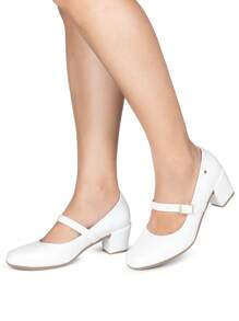Macerata Women's Doll Shoe With Low Heel And Buckle Elegant Pump With Style And Comfort - trắng - Xem 7