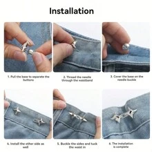 1/2/3/4/6/8pairs Light Luxury Temperament, Four Pointed Star Waist Tightening Tool, Adjustable Waist Buckle, Fashionable Jeans, Fixed Waist Buckle
