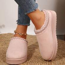 Women Slippers - Warm & Durable Shoes With Non-Slip Soles, Winter Slippers With Thickened Flat Soles & Platform Snow Boots For Outdoor Comfort