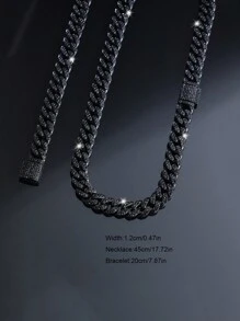 Set de 2 piezas con Collar de Cadena Cubana + Pulsera, Set de Joyería de Estilo Hip Hop con Gargantilla y Pulsera, Joyería Unisex para Regalos de Fiesta, Regalo Perfecto para el Día del Padre/Cumpleaños/Hijo/Novio