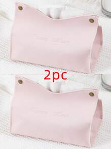 1pc/ 2pcs Set Minimalist Embossed Text Phrase Paper Towel Box, PU Leather V-Shaped Waterproof Desktop Upright Paper Napkin Holder Storage Organizer For Office, Restaurant, Bar, Living Room, Bedroom, Bathroom