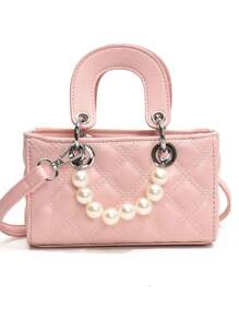 European & American Style Embroidered Chain Strap Handbag With Pearls, Small Crossbody Purse - A - View 13