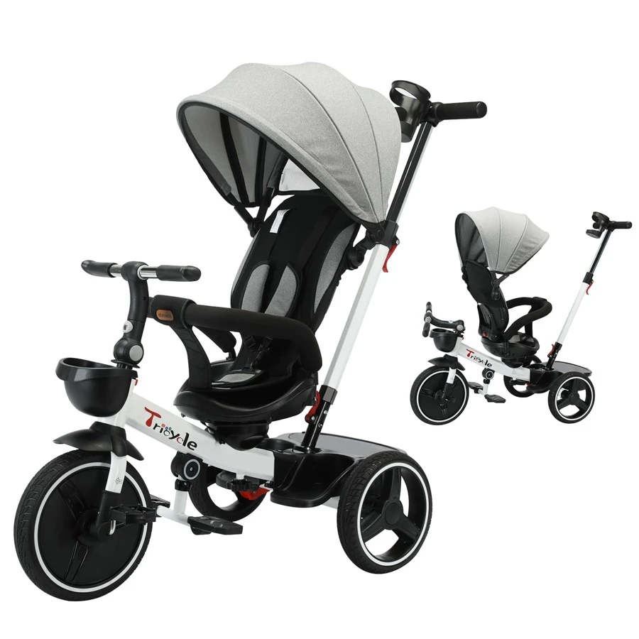 Ubravoo Baby Stroller Tricycle Ride Bike , 360 Degree Rotation Sitting & Lying,Celerity Disassembly & Assembly,1-5 Years - Grey - View 1
