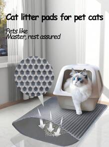1 tấm thảm lót vệ sinh cho mèo thiết kế dạng tổ ong 2 lớp, chống trượt và có thể giặt được, thích hợp cho hộp vệ sinh - Xám - Xem 2