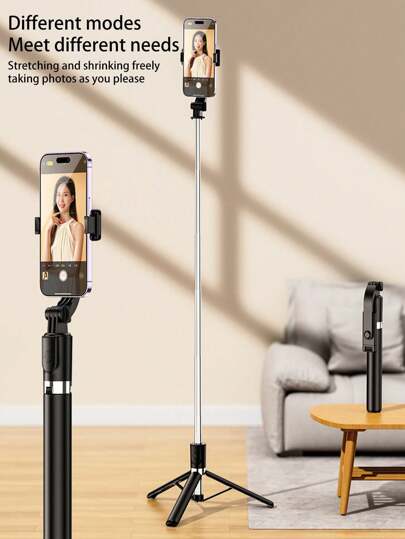 新款可伸缩自拍杆三脚架，1.7米伸缩蓝牙自拍杆，方便旅行摄影直播手持自拍杆，高品质拍照小工具，适合暑假、旅行、户外活动、直播三脚架