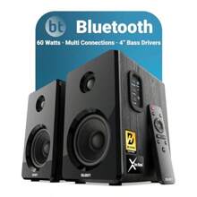D40 Active Bluetooth Bookshelf Speakers 60W 2.0 Channel 4 Inch Drivers Amplified HiFi Powered Studio Speakers Optical RCA USB AUX Input Remote Control - D40 - View 1