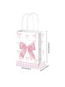 2/6/10 Stück rosa Schleifen Handtasche, Geschenkverpackungstasche, Hochzeit/Party/Feiertag Geschenktüte, Bonbon/Kekse Verpackungstasche, Valentinstag dekorative Geschenktüte (zufälliger gemischter Stil)