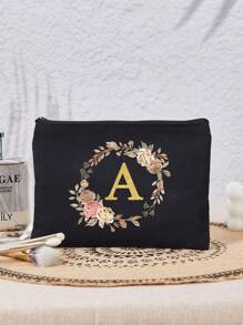 1 pièce Sac cosmétique portable avec motif de lettre, cadeau de la Saint-Valentin, organisateur de maquillage à fermeture éclair minimaliste, sac de toilette multifonction (direction de la fermeture éclair aléatoire), convient pour le stockage de cosmétiques pour femmes, organisation du maquillage dans la chambre d'étudiant, sac cadeau pour homme, sac à maquillage amusant avec impression de lettres colorées, cadeau pour l'enseignant à la rentrée, cadeau pour la sœur, cadeau pour femme, cadeau de Noël, beau cadeau pour elle, pochette, pochette de maquillage, accessoire de voyage - Multicolore - Voir 2