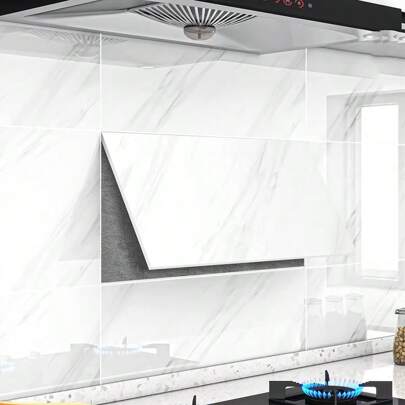 30 piezas 5,4㎡ Adhesivos de pared con diseño de mármol gris claro 3D estéreo que imitan azulejos de cerámica, resistentes al agua, a la humedad, para cubrir paneles de pared feos, para cocina y baño, tablero de pared de aluminio y plástico