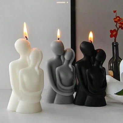 1pc Handmade Candle With Couple Hugging Design, Suitable As Wedding, Festival, Valentine's Day Gift, Creates Romantic Atmosphere On Bedside Table, Honeymoon, Proposal