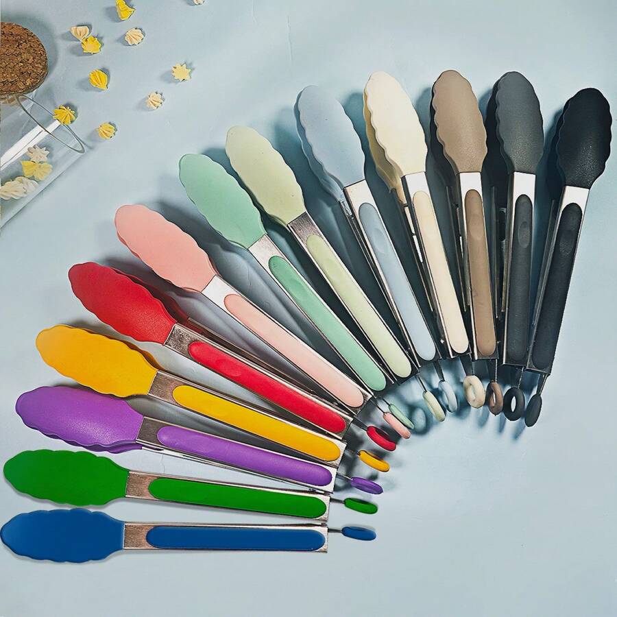 1 包 9 英寸和 12 英寸厨房钳，优质硅胶不粘不锈钢烧烤烹饪烧烤锁定食物钳