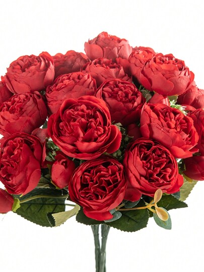 1 ramo/3 ramos de Peonías artificiales y flores mixtas, decoración de boda para ramos de novia, decoración de aula, florero para sala de estar y dormitorio del hogar, decoración para fiesta al aire libre, cumpleaños, San Valentín, regalo