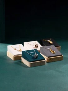 1pc/6pcs Wooden Velvet Jewelry Display Stand, Necklace Pendant Earring Organizer Holder For Jewelry Accessories - Multicolor - View 10