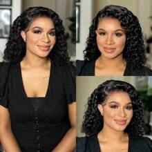 8-14 Inch 200% Short Curly Bob Wig Human Hair For Women 1B Color Bob Wig Lace Frontal Bob Wig Pre Plucked Natural Hairline 13x4 Lace Front Bob Wig Transparent Lace Brazilian Remy Human Hair Wigs - Natural Black - 查看 9