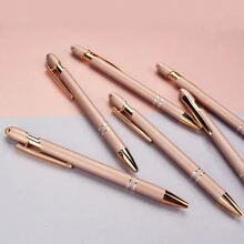 1pc/2pcs/5pcs/10pcs/20pcs/30pcs Metal Creative Pink Gold Pen, Customized Laser Engraved Logo, Name, Teacher Gift, Office Signature Pen Back To School, Multi-Functional, Ornamental, Reusable, Modern, Colorful, Cute, Vintage, Cartoon, Kawaii, Custom, Personalized, Unique, Customized, Workers, Clients, Students, For Business/Work/Office, For School,Office Decor - Rose Gold - View 4
