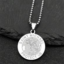 Archangel St.Michael Protect Us Necklace For Women Men Stainless Steel Saint Michael Chain Jewelry