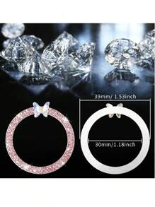 Bling Ring Emblem 汽车配件 - 用于汽车按钮和旋钮的人造水晶水钻环、一键启动按钮、钥匙点火启动器和按钮环 - 均碼 - 查看 7
