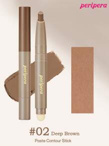Peripera K-Beauty V 阴影混合棒，糊状轮廓棒，面部塑形和轮廓棒，带柔软刷头，自然哑光覆盖，轻盈柔滑的天鹅绒质地，瘦脸鼻，自然渐变，韩国彩妆 - #02 Deep Brown - 查看 1