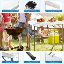 Homasis 2-In-1 Folding Fish Cleaning Table Portable Camping Table W/ Faucet White