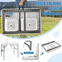 Homasis 2-In-1 Folding Fish Cleaning Table Portable Camping Table W/ Faucet White